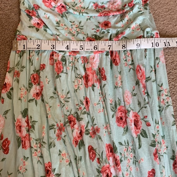 iris Mint Green Pink Floral Rose Strapless Maxi/Sundress Women’s SMALL - Picture 7 of 14